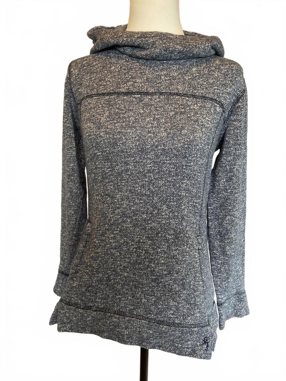 EMS Eastern Mountain Sports Hoodie Small Heathered Blue Pullover Zip Pockets
